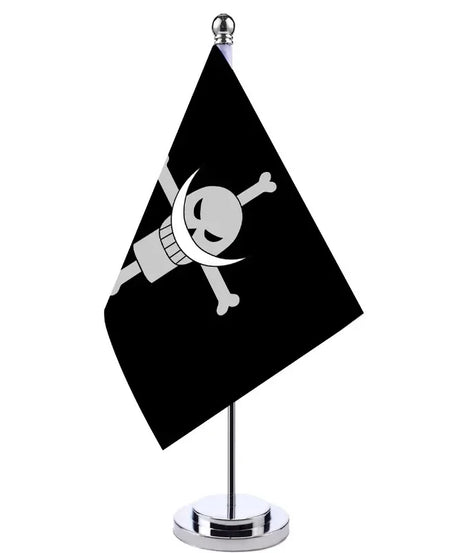 Hot Anime One Piece Desk Flag for Home Decor Office Table Stand Holder Banner Cartoon Luffy Straw Hat Pirate Skull Flag Toy Gift