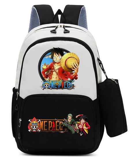 One Piece Luffy Zoro Backpack Kits Boy Student Usopp Chopper Anime Knapsack with Pencilcase Rucksack High-capacity Schoolbag