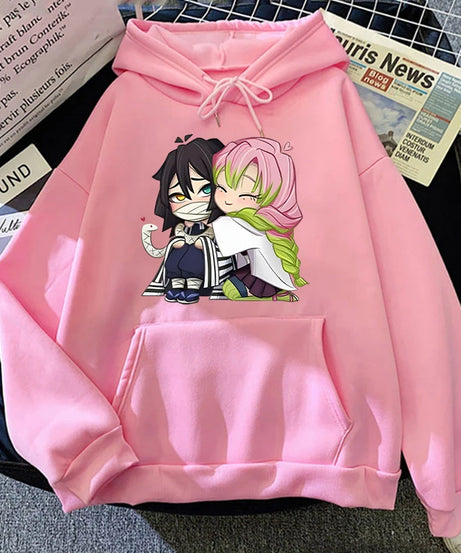 Hot Sale Autumn And Winter Fashion Long-Sleeved Outdoor Casual Loose Sweater Anime Kanroji Mitsuri Iguro Obanai Printing Hoodies