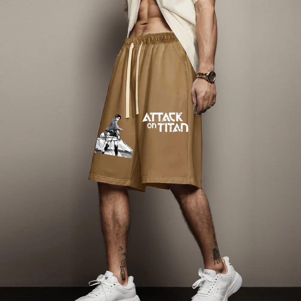 Attack on Titan Shorts Anime Printed Shorts Summer Casual Sportswear Men GYM Workout Male Fitness Sport Shorts Hip Streetwear