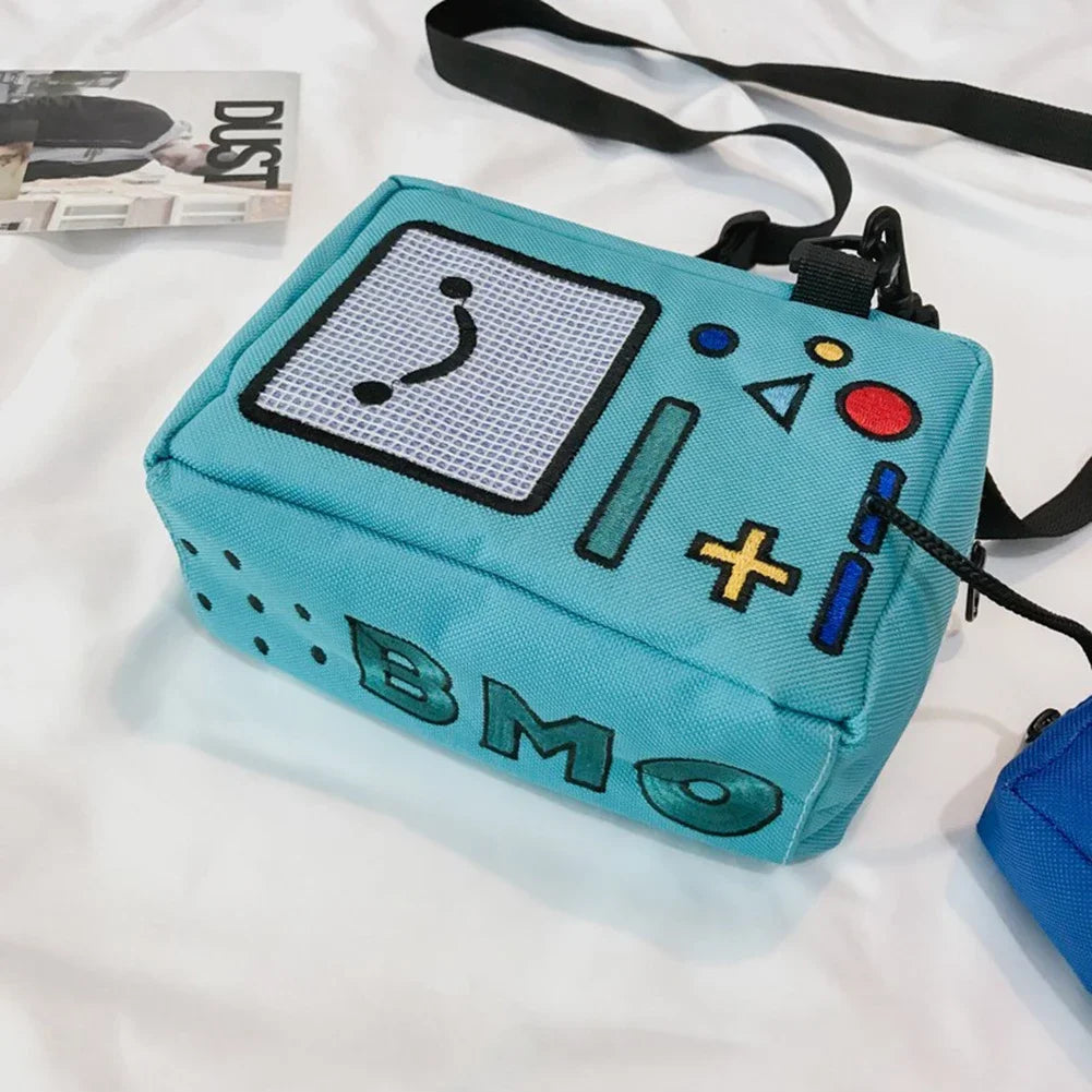 Anime Adventure Time BMO Small Bags for Women Phone Purse Female Canvas Game Machine Shoulder Bag Funny Crossbody Bag