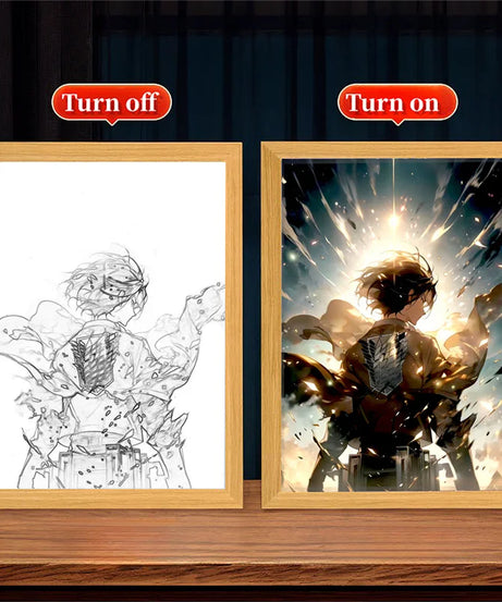 Anime Attack on Titan Night Light Painting Picture Frame Room Decor Home Wall Decorative Art For Bedroom Friends Gifts Moon Lamp