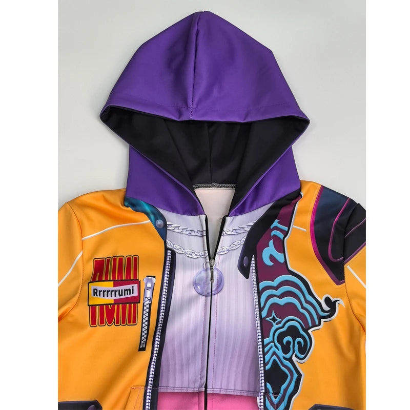 Kids Rumi Jacket Demon Hunter of KPop Cosplay Costume Children Child Girls Hoodies Disguise Roleplay Fantasia Clothing Halloween