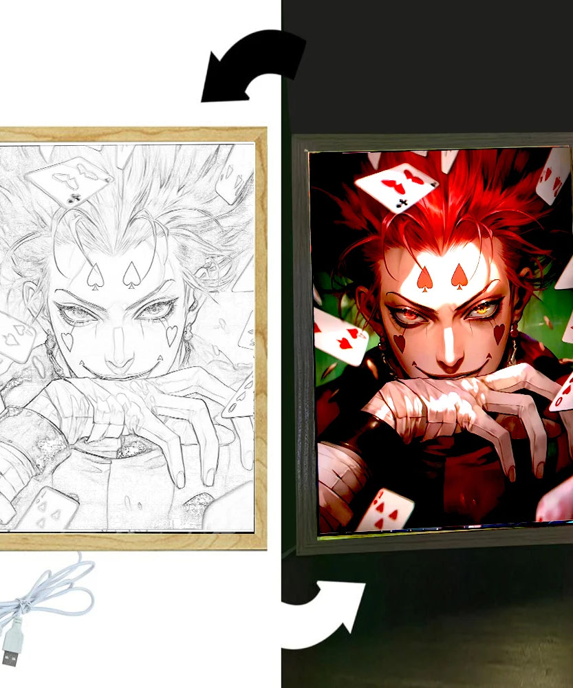 Anime Figure Light Painting Picture Frame Hunter×Hunter Killua Chrollo Led Night Light Moon Lamp Bedroom Home Decor Friends Gift