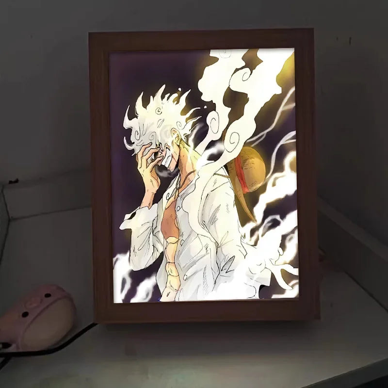 Sun God Nika Luffy Light-Up Frame – One Piece LED Desktop Decor