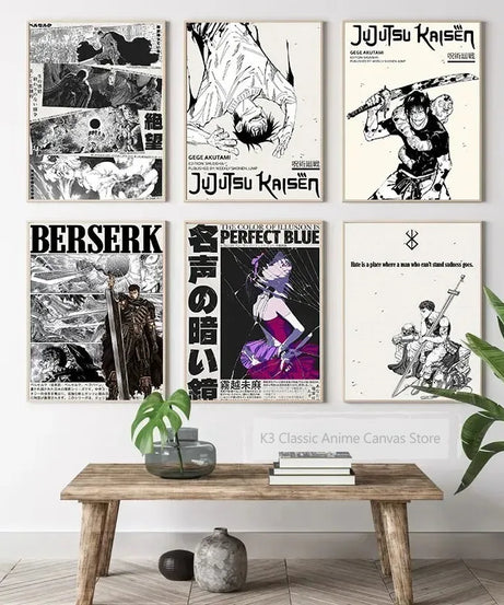 Popular Anime Posters Vagabond Jujutsu Kaisen Artwork Home Decor Minimalist Aesthetic Art Gift for Fan Canvas Painting