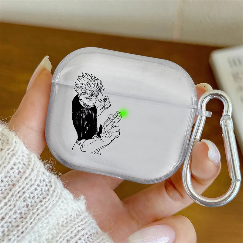 Anime Gojo Satoru Transparent Case for Airpods Pro 3 2 1  4 Cute Japanese Airpod Cases TPU Earphone Cover