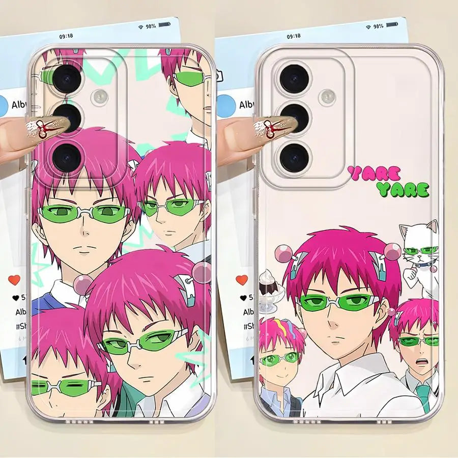Cute Boy Saiki K-Kusuo Phone Case for Samsung Galaxy A13 A15 A16 A14 A12 A35 A34 A73 A35 A71 A72 A25 A22 Soft Cover