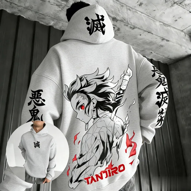 Anime Demon Slayer Tanjiro Hoodie – Cotton Graphic Streetwear Pullover for Men & Women 7