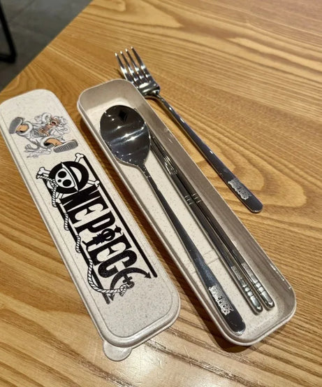 New ONE PIECE Anime Nika Luffy Chopper 304 Stainless Steel Portable Tableware 304 Spoon Fork Chopsticks Student Party Gift