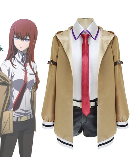 Anime Steins Gate Makise Kurisu Uniform Suit Cosplay Costume Christina Windbreaker Jacket Shirt Shorts Woman Halloween Costume