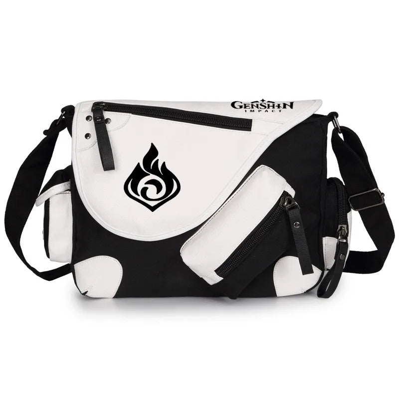 Genshin Impact Anime Canvas Casual Zipper Shoulder Bag Crossbody Bag Schoolbags Large Capacity Bag Men's Shoulder Messenger Gift
