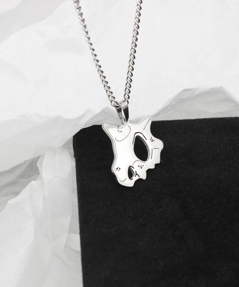 Anime Pokemon Cubone Mask Necklace Dinosaur Pendant Caracalla Necklaces Stainless Steel Design Kawaii Jewelry Gift