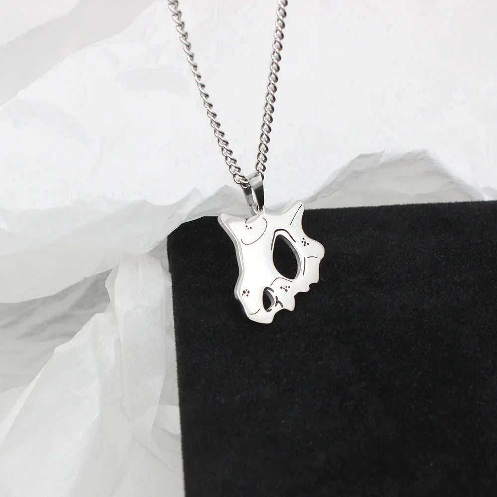 Anime Pokemon Cubone Mask Necklace Dinosaur Pendant Caracalla Necklaces Stainless Steel Design Kawaii Jewelry Gift