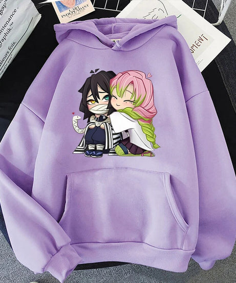 Hot Sale Autumn And Winter Fashion Long-Sleeved Outdoor Casual Loose Sweater Anime Kanroji Mitsuri Iguro Obanai Printing Hoodies