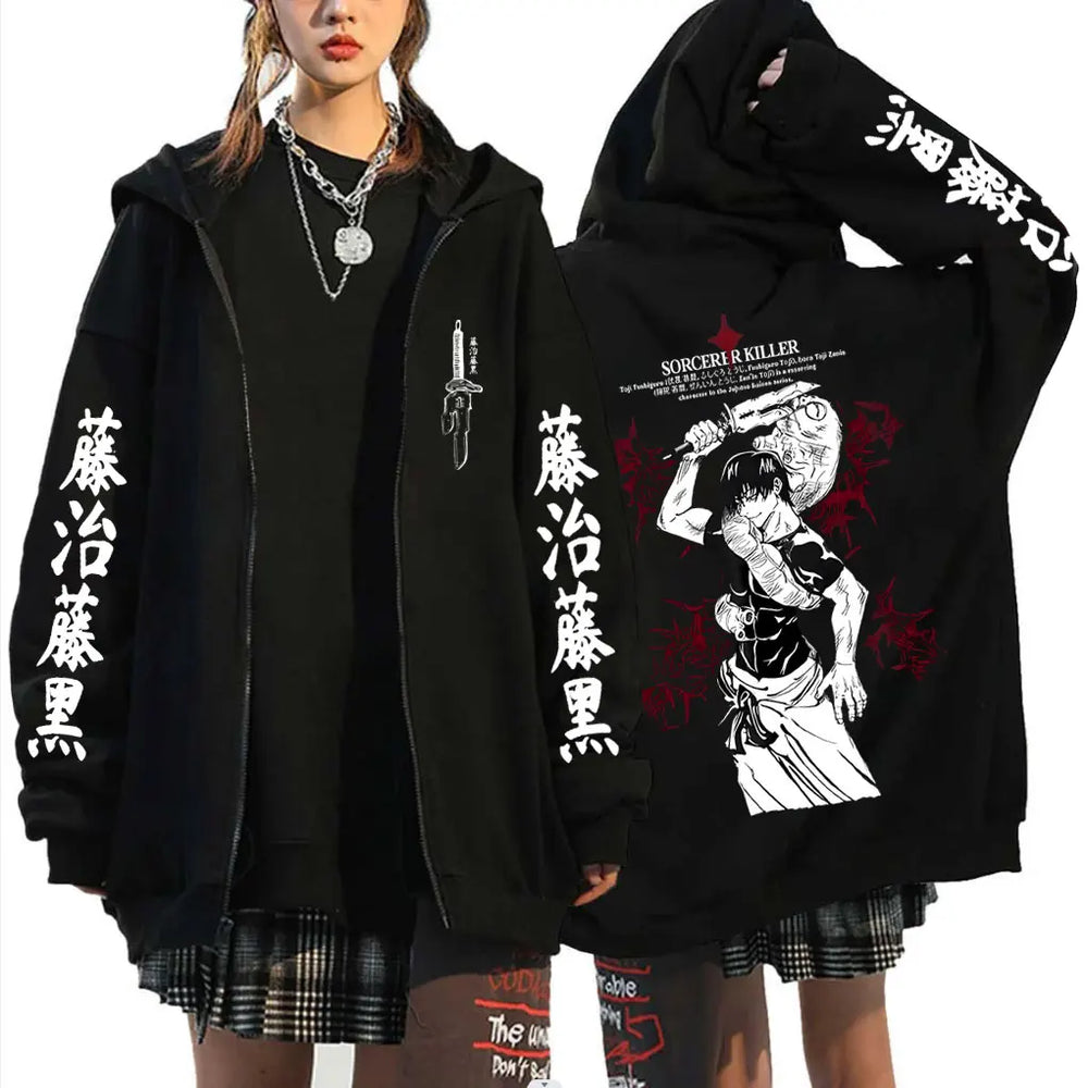 Jujutsu Kaisen Fushiguro Toji Sorcerer Killer Zip-Up Hoodie – Anime Manga Oversized Jacket