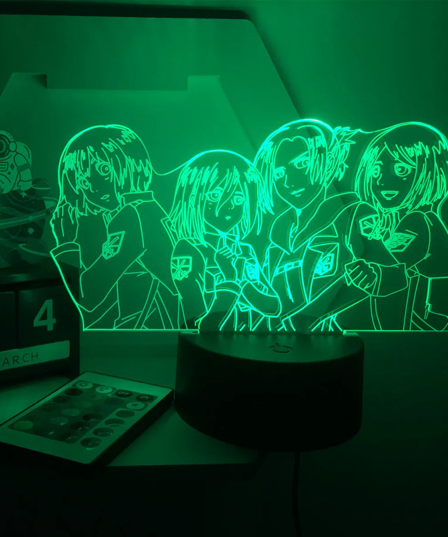Anime 3D Lamp Attack on Titan Acrylic Luminous Stand Mikasa Ackerman Eren Yeager Action Figure For Kids Children Gifts