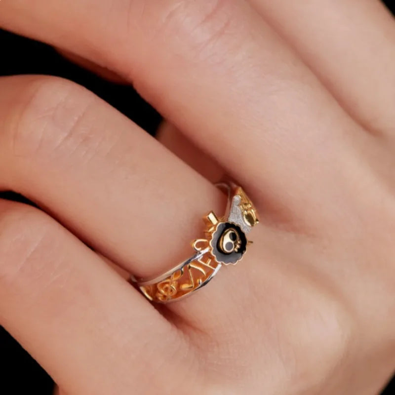 Cute One Piece Brook anime peripheral same style ring creative fashion decorative ring versatile birthday gift wholesale