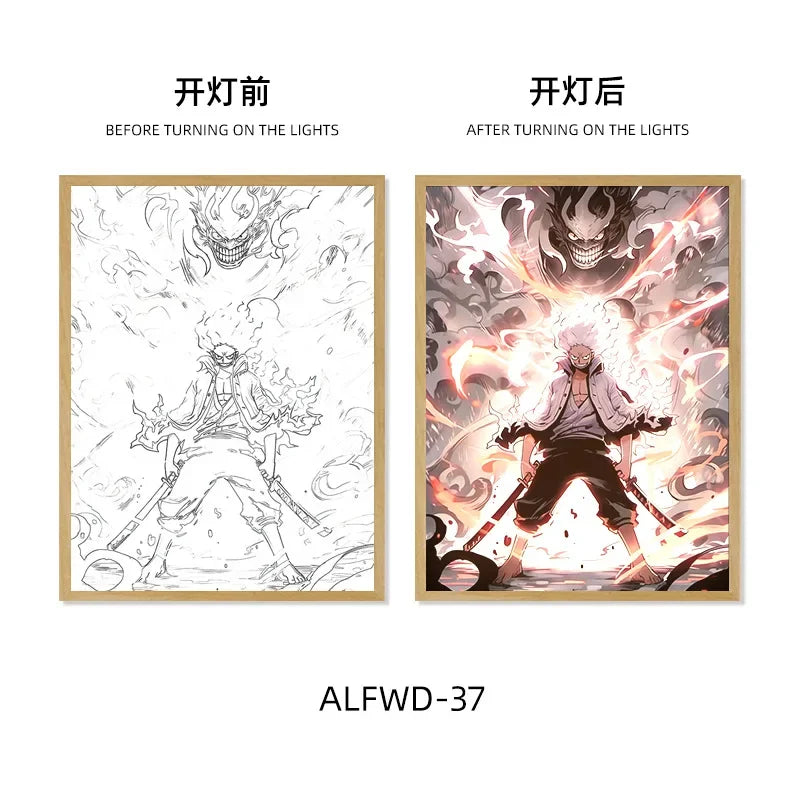 Sun God Nika Luffy Light-Up Frame – One Piece LED Desktop Decor