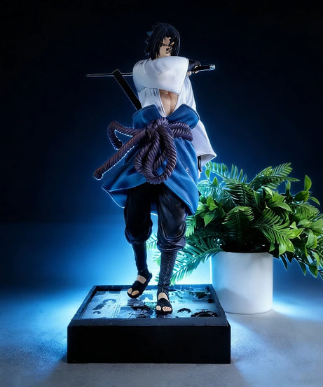 35cm Ninja Uchiha Sasuke Mantra Seal Rebirth Anime Light Up Figure Collection Model Toy PVC Statue Desktop Ornament Toy Boy Gift