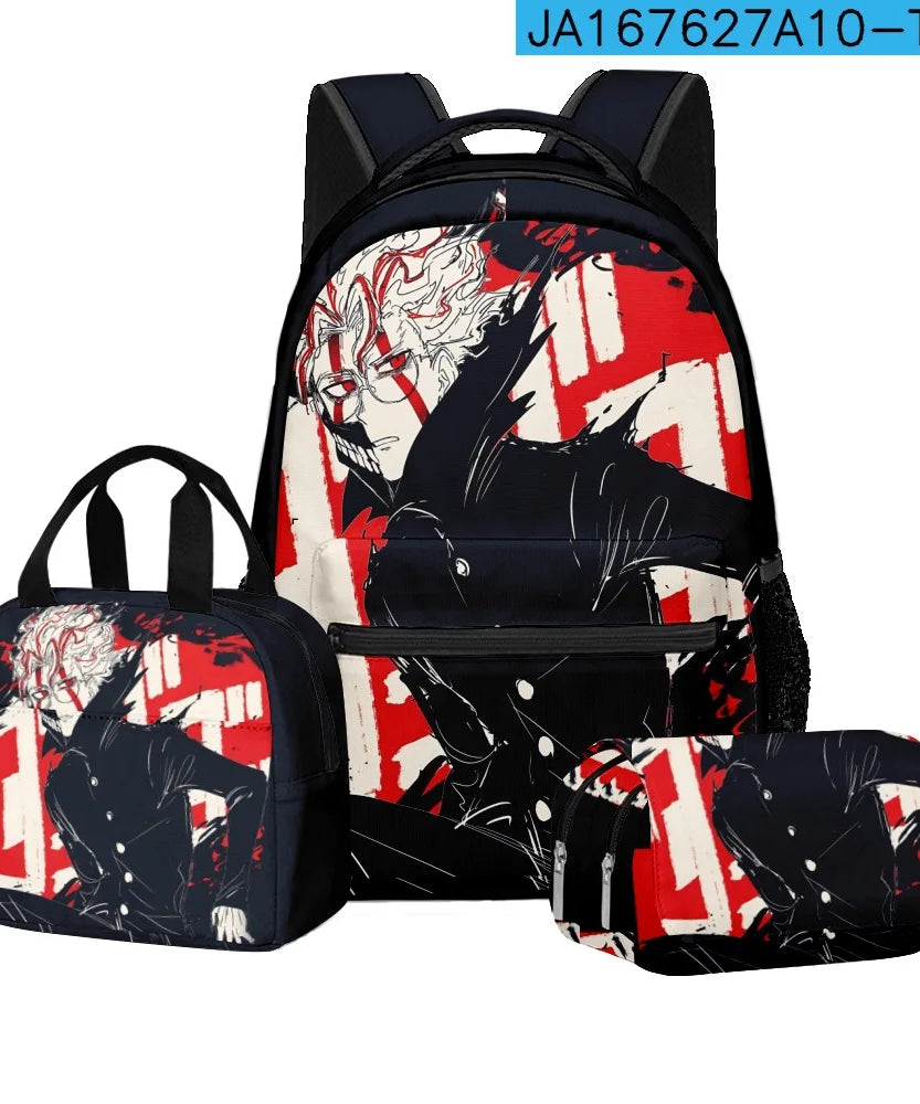 Luxury Popular Novelty DANDADAN 3D Printed 3pcs/Set student School Bags Travel Notebook Backpack Lunch bag Pencil Case