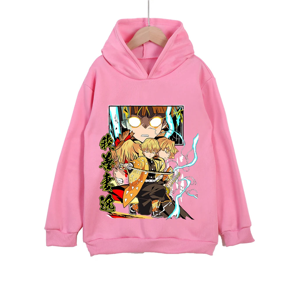 Kids Zenitsu Agatsuma Anime Cotton Hoodie – Pullover Sweatshirt Cosplay Costume 3
