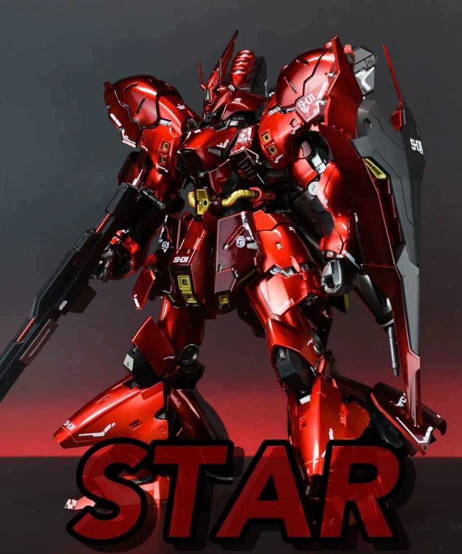 Sazabi Assembly Model Kit RG 1/144 Action Figure Sheet Metal Spray Pseudo Electroplating Red Desktop Decor Toy Gift