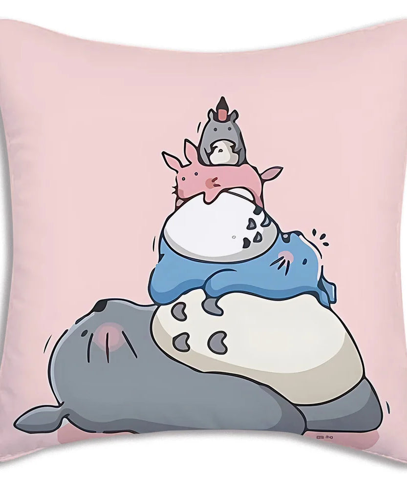 Anime T-TotoroS Kawaii Pillow Covers Cartoon Sofa Decorative Home Double-sided Printing Short Plush Cute Cushion Cover