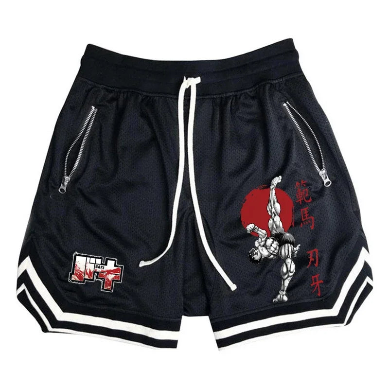 Baki Hanma Anime Quick-Dry Mesh Gym Shorts – Fitness & Basketball Activewear
