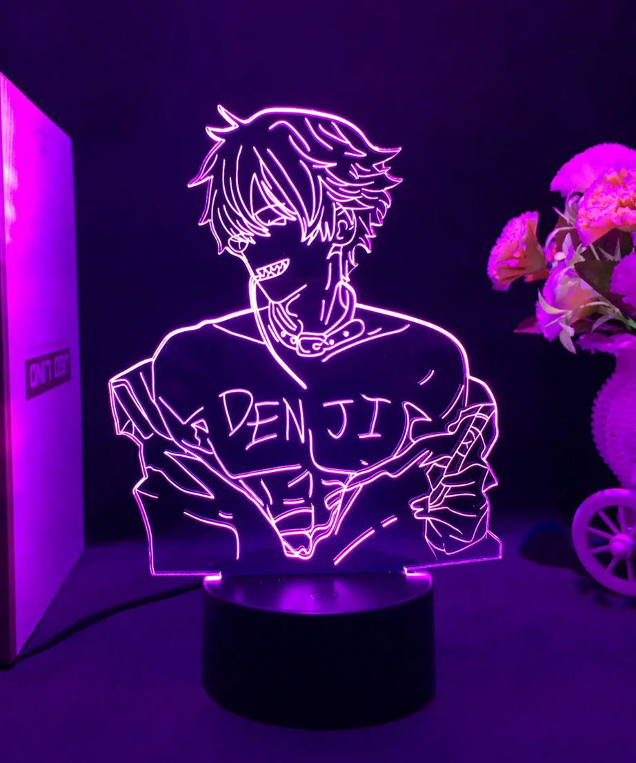 Anime Chainsaw Man Led Acrylic Stand Denji Power Makima Action Figure For Kids Bedroom Decor Nightlight Birthday