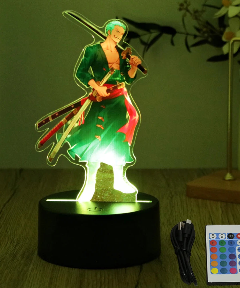 Actions Figure One Piece Luffy Zoro Anime Figures 3D Lamp PVC Action Collection Model Toys LED Night Light Kid Christmas Gift