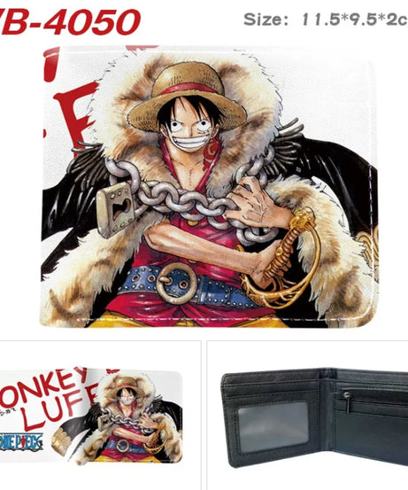 Creative One Piece Anime Peripheral Full-color Wallet One Piece Luffy Printed Coin Purse Folded Short Wallet Card Bag
