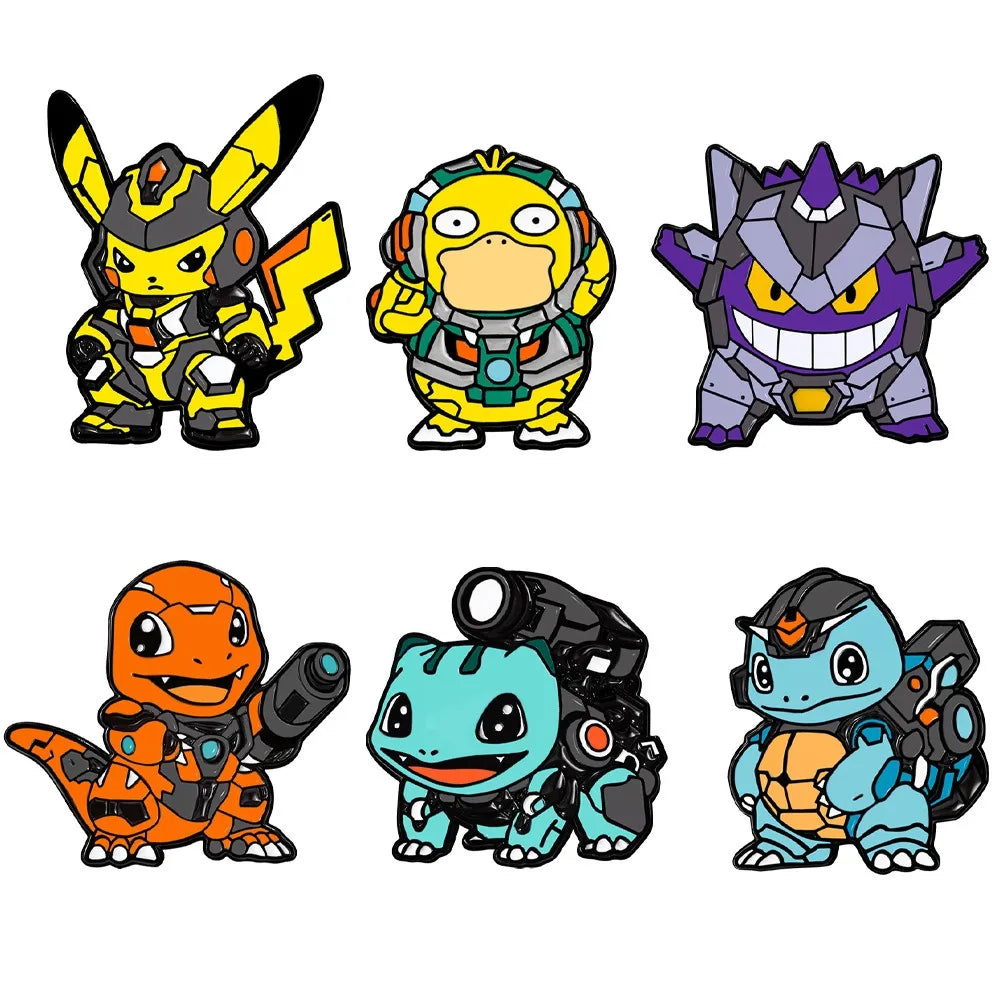 Anime Pokemon Enamel Pins Pikachu Squirtle Gengar Funny Cosplay Brooches Badges Lapel Pin Collection for Fans Accessory
