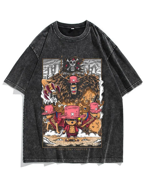 One Piece Luffy Vintage Washed T-Shirt – Unisex Cotton Anime Streetwear