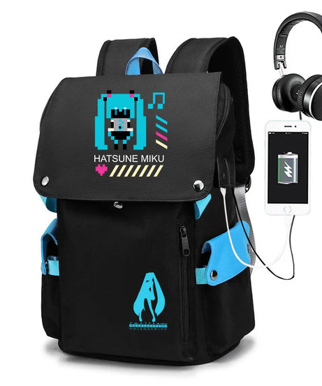 New Hatsune Anime Backpack Student School Shoulder Bag Business Multifunctional Large Capacity Computer Bag Travel Backpack