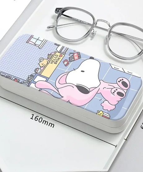 Snoopy Girl Korean Fresh Student Cute Disney Fashion Simple Anti-fall Portable Anti-Stress Folding Glasses Case