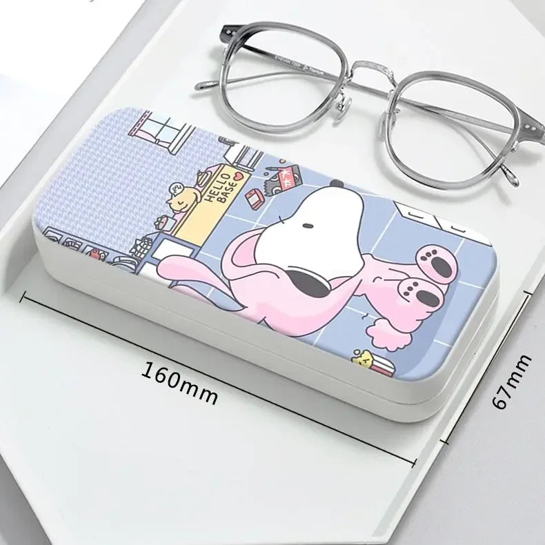 Snoopy Girl Korean Fresh Student Cute Disney Fashion Simple Anti-fall Portable Anti-Stress Folding Glasses Case