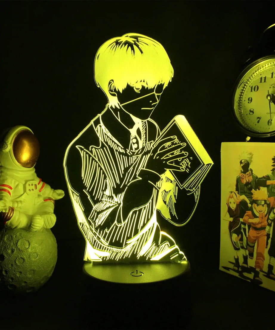Anime Tokyo Ghoul Glowing Acrylic Stand Ken Kaneki Figure Nightlight for Reading Room Decor Light Gift for Birthday Table Lamp