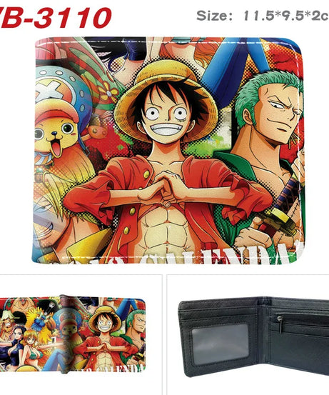 Creative One Piece Anime Peripheral Full-color Wallet One Piece Luffy Printed Coin Purse Folded Short Wallet Card Bag