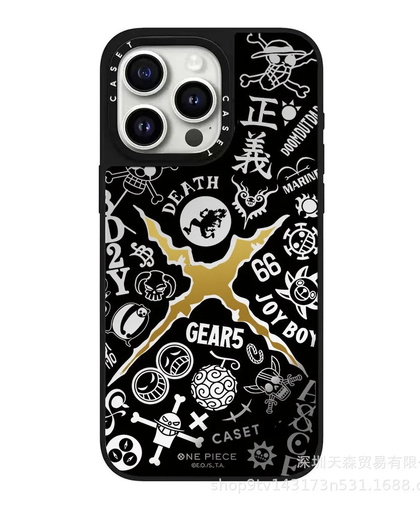 One Piece x Naruto Mirror Phone Case – Anti-Fall Collection for iPhone 16 Pro Max