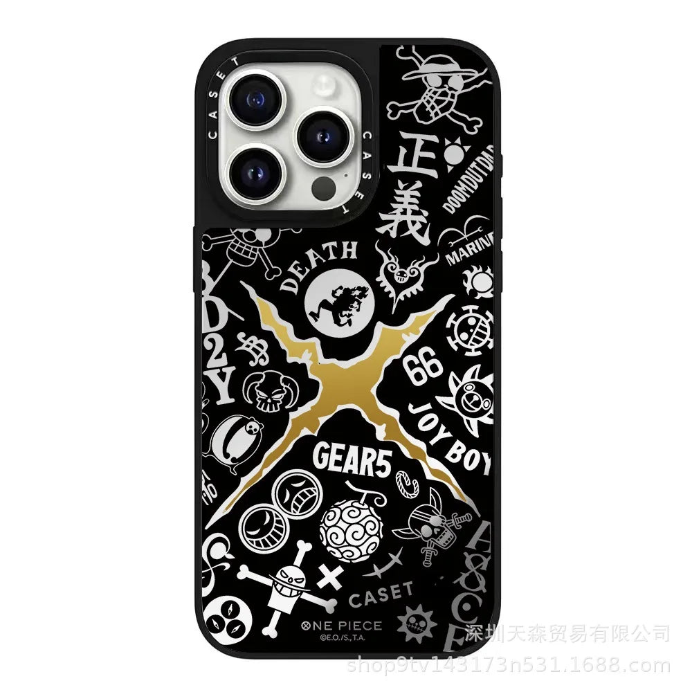 One Piece x Naruto Mirror Phone Case – Anti-Fall Collection for iPhone 16 Pro Max