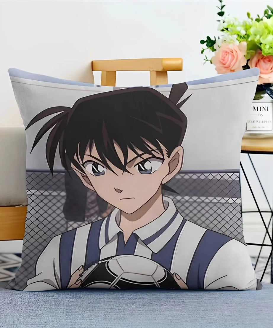 Detective Conan Pillowcase – Soft Anime Cushion Cover with Zipper for Sofa & Bedroom Decor