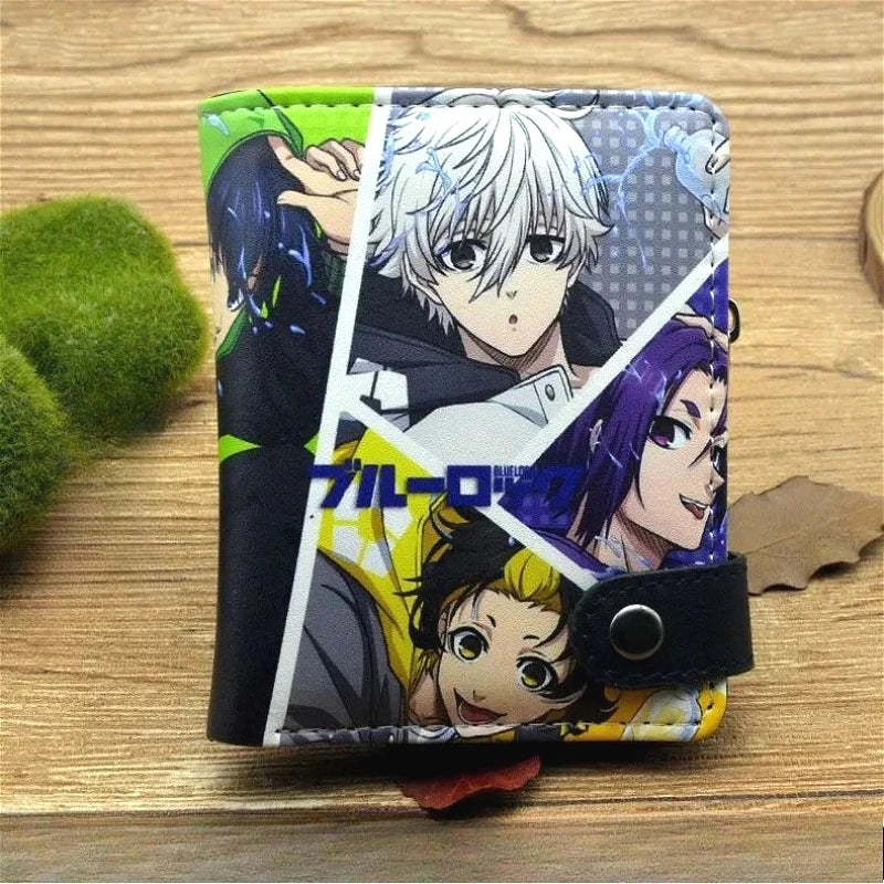 Anime Blue Lock Short Fold Over Wallet PU Leather Purse Nagi Seishiro Mikage Reo Isagi Yoichi