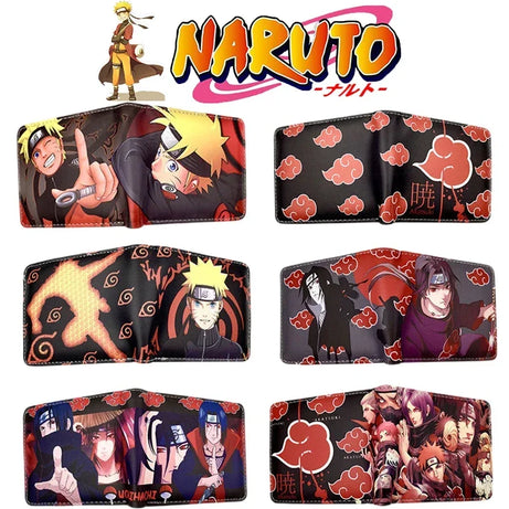 Naruto Sasuke Wallets Men's Short Ultra-Thin Cowhide Anime Figures Sasuke Pu Leather Wallet Card Holder Wallet Purses