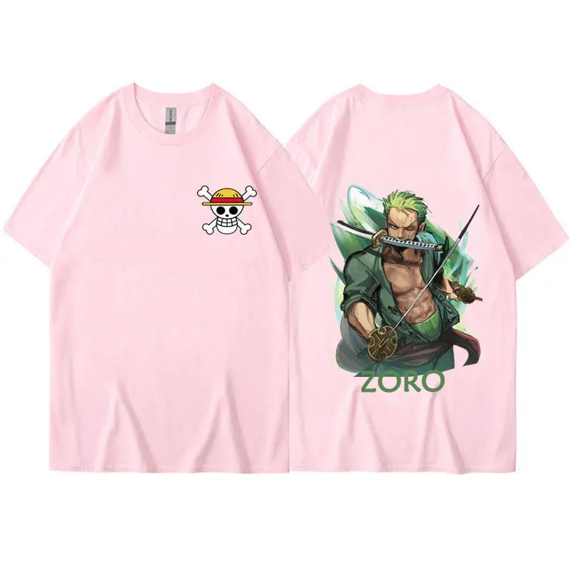 Anime ONE PIECE Sauron Printing Men's and Women's Loose Casual Short Sleeve One Piece Summer Couple T-Shirt Top Birthday