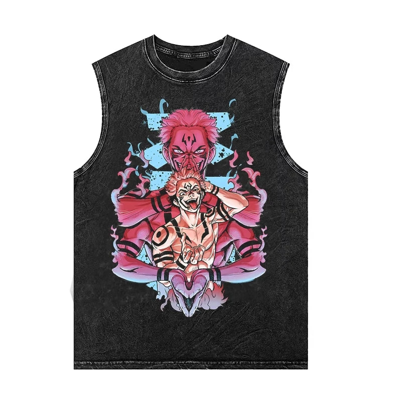 Men's Tank Tops Anime Black Clover Sleeveless Shirt Summer New Women's Oversized Vintage Washed Vest Gym T Shirt Y2k Clothes