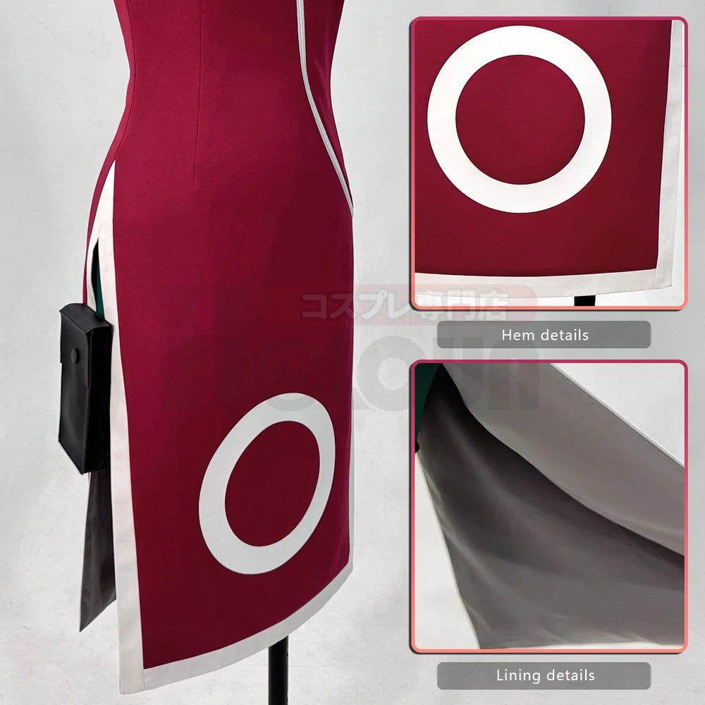 Anime Sakura Haruno Cosplay Costume – Sleeveless Cheongsam Top, Shorts & Waist Bag Set 2
