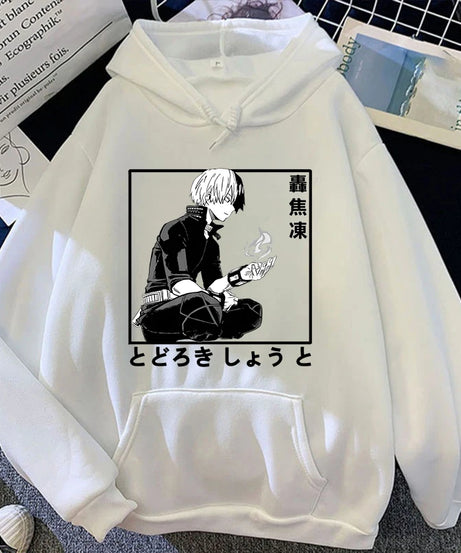New Anime Todoroki Shoto Print Hooded Fashion Women Girl Sweatshirt Long Sleeve Casual Tops Harajuku Sweatshirt