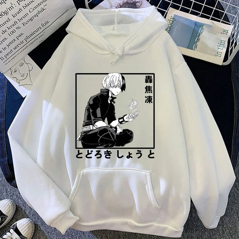 New Anime Todoroki Shoto Print Hooded Fashion Women Girl Sweatshirt Long Sleeve Casual Tops Harajuku Sweatshirt