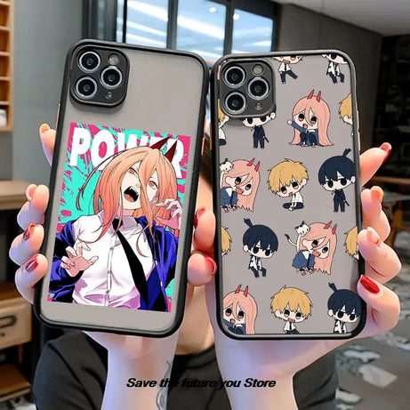 Anime Chainsaw Man Cellphone Bumper Clear Matte PC Back Phone Case For iphone 11 12 13 14 15 Pro Xs Max 8 14 15 Plus X XR case